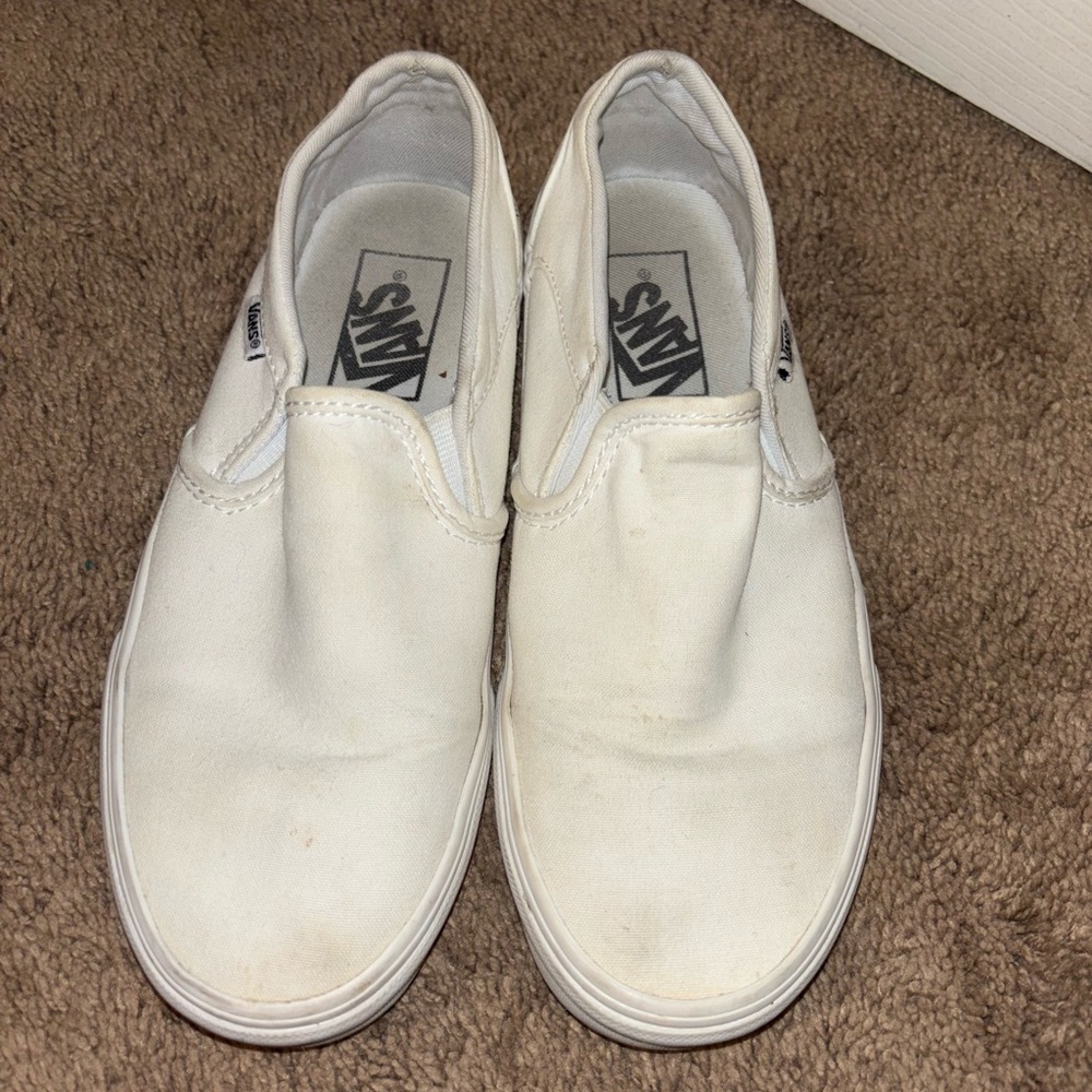 Vans Women's White Slip-On Sneakers